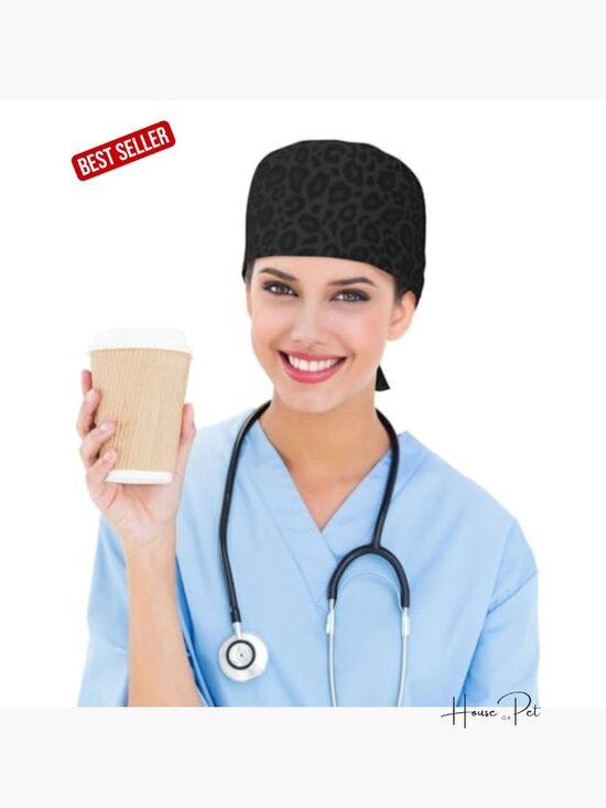 Adjustable Tie Back Scrub Cap with Sweatband Surgical Nurse Hat main image 4